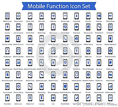 Mobile Function Icon Set Vector Illustration