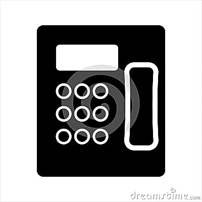 Monochrome round phone icon Vector Illustration