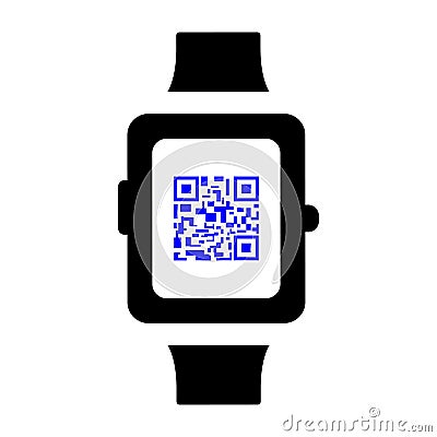 Qr code smart watch icon Vector Illustration