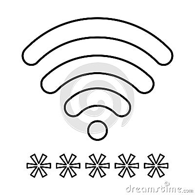 Wifi Security Icon In Outline Style Vector Illustration