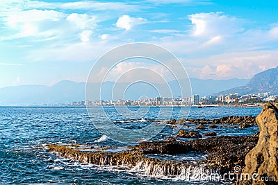 Beautiful midday cityscape of Mahmutlar, Alanya, Turkey Stock Photo