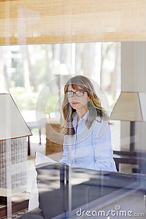 Beautiful middle aged woman smiling Stock Photo