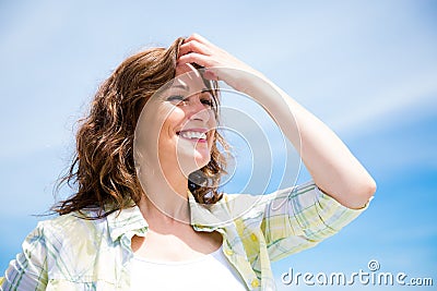 Beautiful midle aged woman smiling Stock Photo