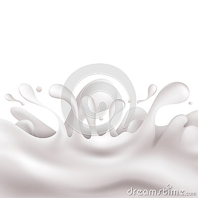 Beautiful milk splash crown with drops Vector Illustration
