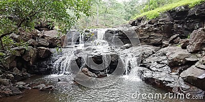 A Beautiful milky waterfall in the jungle Stock Photo