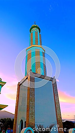 the beautiful minaret of the mosque in afternoon Stock Photo