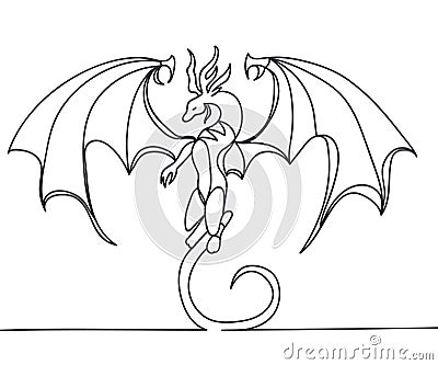 Beautiful minimal continuous line dragon design vector Vector Illustration