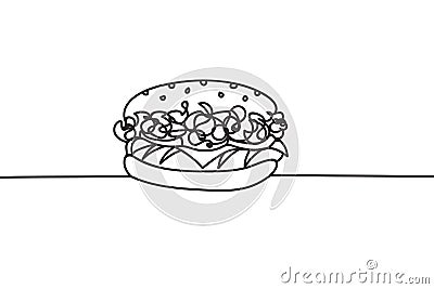Beautiful minimal continuous line hamburger design vector Vector Illustration