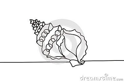 Beautiful minimal continuous line sea shell design vector Vector Illustration