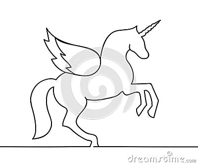 Beautiful minimal continuous line unicorn design vector Vector Illustration