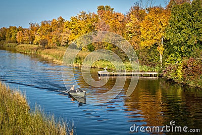 The beautiful Mississippi River in Bemidji, Minnesota in the fall Stock Photo