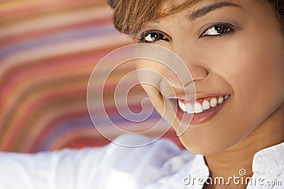 Beautiful Mixed Race Woman With Perfect Teeth Stock Photo