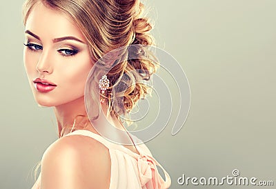 Beautiful model with elegant hairstyle . Stock Photo