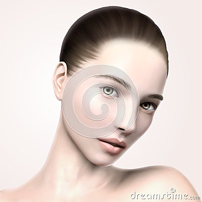 Beautiful model face portrait Vector Illustration