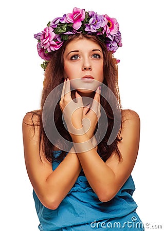 Beautiful model face woman close-up beauty head, Stock Photo