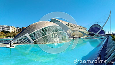 Beautiful modern architecture of the building in the complex City of Arts and Sciences in Valencia, Spain Editorial Stock Photo