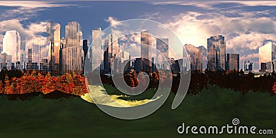 City scape, sunset in a modern city, environment map Stock Photo
