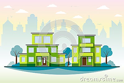 Beautiful modern houses Vector Illustration