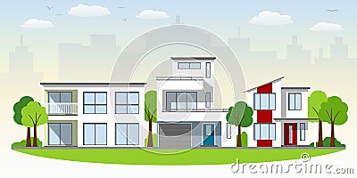 Beautiful modern houses Vector Illustration