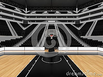 Beautiful modern sport arena for basketball with black seats Stock Photo