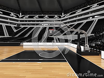 Beautiful modern sport arena for basketball with black seats Stock Photo