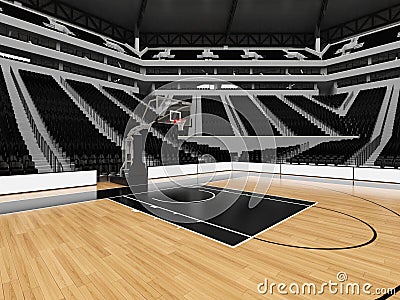 Beautiful modern sport arena for basketball with black seats Stock Photo