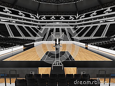 Beautiful modern sport arena for basketball with black seats Stock Photo