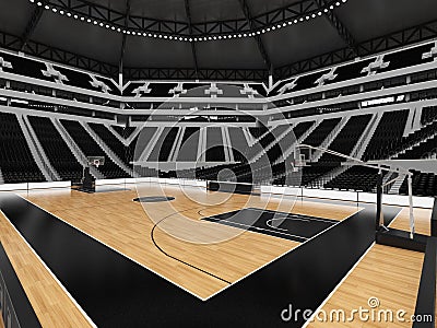 Beautiful modern sport arena for basketball with black seats Stock Photo