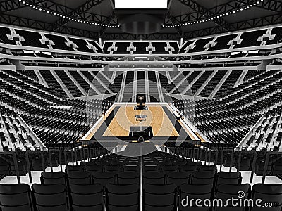 Beautiful modern sport arena for basketball with black seats Stock Photo