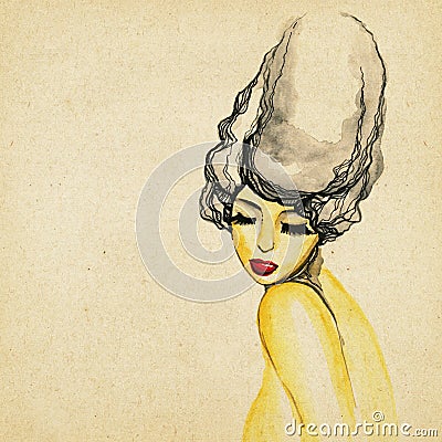 Beautiful modern woman drawing Stock Photo