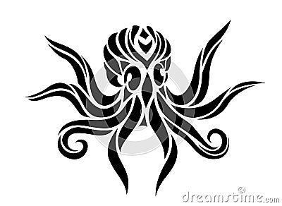 Tattoo art with stylized black octopus silhouette Vector Illustration