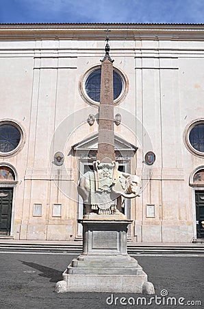 Beautiful monument of Elephant by Bernini on Piazza della Minerva in Rome, Italy Stock Photo