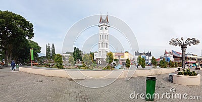 a beautiful monument, namely Jam Gadang, located in the province of West Sumatra, the city of Bukittinggi Editorial Stock Photo