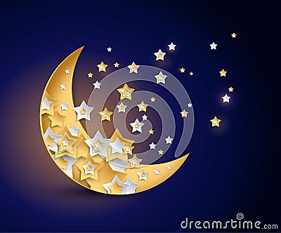 Beautiful moon and stars night vector illustration Vector Illustration