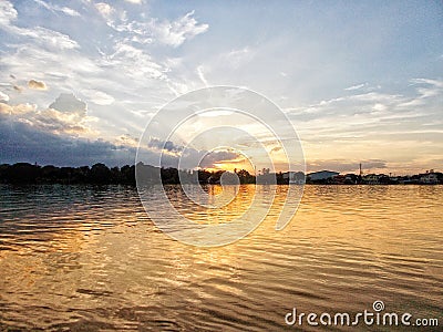 Beautiful morning at Chao praya river,Thailand. Stock Photo