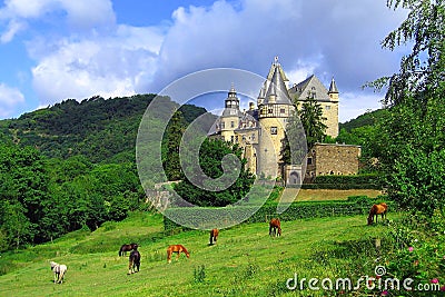 Beautiful Morning Light at Schloss Buerresheim, Eifel, Rhineland-Palatinate, Germany Stock Photo