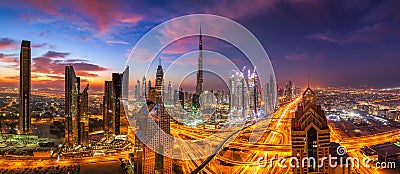 Beautiful morning over Dubai Downtown Stock Photo