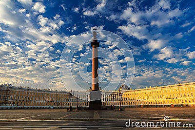 A beautiful morning sky over Palace Square, Saint-Petersburg, Ru Stock Photo