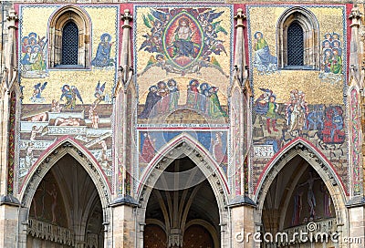 Beautiful mosaic depicting Last Judgment above the Golden Gate in St. Vitus cathedral Stock Photo
