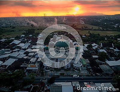 Beautiful mosque in the city of indonesia Stock Photo