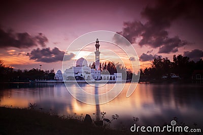 Beautiful Mosque in Glorious Sunset Stock Photo