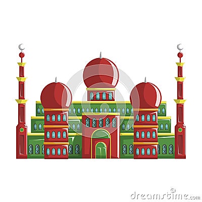 Beautiful Mosque Building, Islamic building to pray Vector Illustration