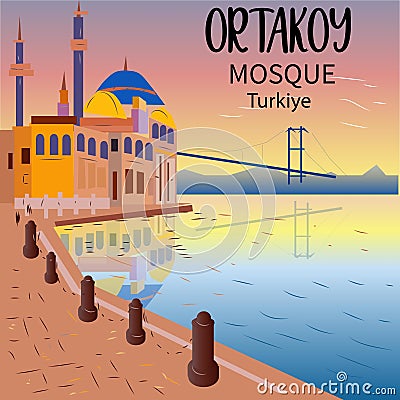 Beautiful Mosque in Istanbul Turkey Vector Illstration Vector Illustration