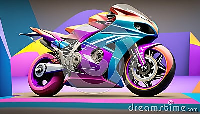 motorcycle colorful. AI Generated Stock Photo