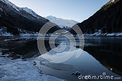 Beautiful mountain lake of artouste in sunrise dawn, pyrenees, france Stock Photo