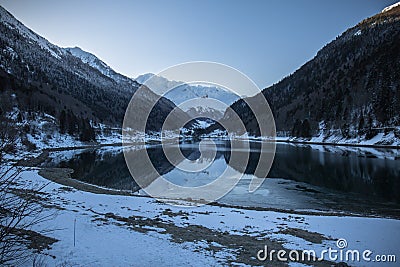 Beautiful mountain lake of artouste in sunrise dawn, pyrenees, france Stock Photo