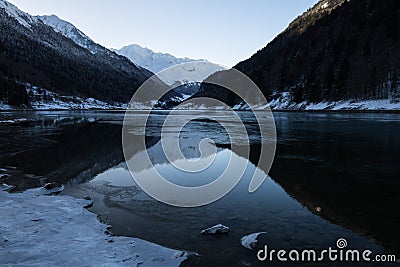 Beautiful mountain lake of artouste in sunrise dawn, pyrenees, france Stock Photo