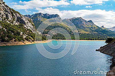 Beautiful mountain lake Panta de Gorg Blau, Mallorca, Spain Stock Photo