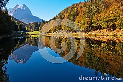 Beautiful mountain lake Riessersee in Bavaria Stock Photo