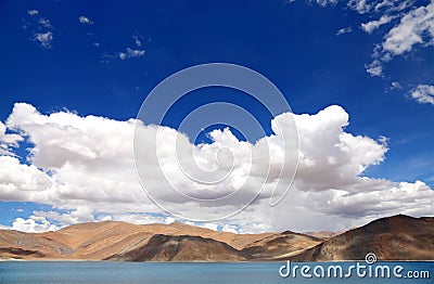 Beautiful mountain range along Pangong Lake, HDR Stock Photo
